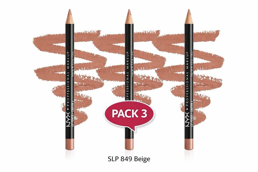 NYX Slim Lip Pencil / Lip Liner - SPL 849 Beige - Pack 3